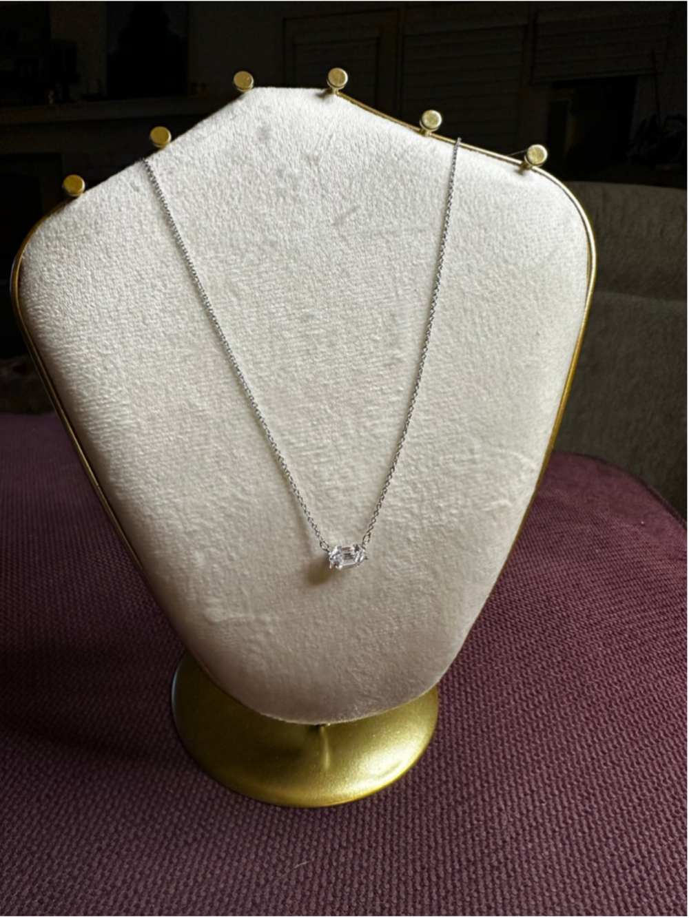 Silver Tone Clear Stone Pendant Necklace